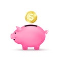 Pink piggy bank. Saving money concept. Vector illustration Royalty Free Stock Photo