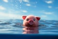 Pink piggy bank sinking into the drain. Royalty Free Stock Photo