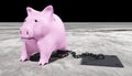 Pink piggy is chained Royalty Free Stock Photo