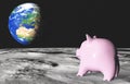 Pink piggy on the moon