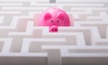 Pink Piggybank In The Centre Of Maze