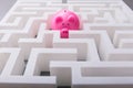 Pink Piggybank In The Centre Of Maze Royalty Free Stock Photo