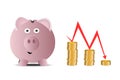 Pink piggybank - losing money, illustration Royalty Free Stock Photo