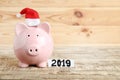 Piggybank with santa hat