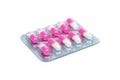 Pink pills in a blister Royalty Free Stock Photo