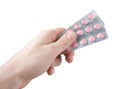 Pink pills in hand Royalty Free Stock Photo