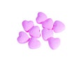 Pink pills in heart shapes patterns isolated on white background with clipping path Royalty Free Stock Photo