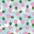 Pink pineapple with triangles geometric fruit summer tropical ex