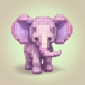 Cute Elephant Pixel Art: Voxel Style With Soft Color Blending