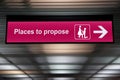 Pink place to propose sign ,proposal marriage concept