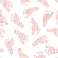 Pink plaid pattern baby foot print