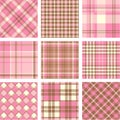 Pink plaid patterns set Royalty Free Stock Photo