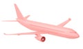 Pink plane take off isolated on white background. 3d rendering Royalty Free Stock Photo