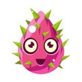 Pink Plant Bud With Spikes, Egg-Shaped Cute Fantastic Character With Big Eyes Vector Emoji Icon Royalty Free Stock Photo