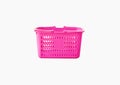 Pink plastic basket on isolated white background Royalty Free Stock Photo