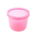 Pink plastic beaker cup isolated over the white background Royalty Free Stock Photo