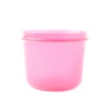 Pink plastic beaker cup isolated over the white background Royalty Free Stock Photo