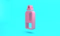 Pink Plastic bottle for laundry detergent, bleach, dishwashing liquid or another cleaning agent icon isolated on Royalty Free Stock Photo