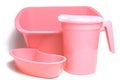 Pink plastic containers