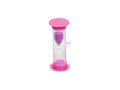 Pink plastic medical sandglass on a white background