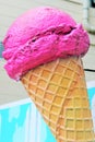 Pink Plastic Model Ice Cream cone On Vintage Ice Cream Truck Royalty Free Stock Photo