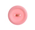 Pink plastic sewing button isolated, top view Royalty Free Stock Photo
