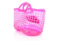 Pink plastic shopping bag with holes