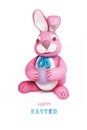 Pink plasticine rabbit with egg