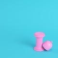 Pink plate with dome on ancient column bright blue background in