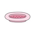 Pink plate isolated element in cartoon style. Empty dish on white background