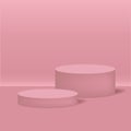 Pink podium in a modern style on a pink background. Minimalistic empty stage for product presentation. 3d. Vector Royalty Free Stock Photo