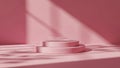 Pink podium with shadow patterns on a pink background display stage Royalty Free Stock Photo