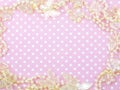 Pink polka dot background and butterflied decoration Royalty Free Stock Photo