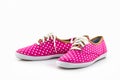 Pink polka dot canvas Shoe.