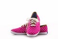 Pink polka dot canvas Shoe.