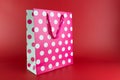 Pink polka dot gift bag Royalty Free Stock Photo