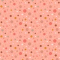 Pink polka dot pattern. Seamless dotted pattern with pastel pink circles illustration. Girly abstract background with