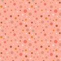 Pink polka dot pattern. Seamless dotted pattern with pastel pink circles illustration. Vector abstract background with Royalty Free Stock Photo