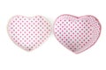 Pink polka dots box in heart shape isolated on white Royalty Free Stock Photo
