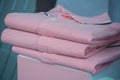 pink polos stack in a men fashion store Royalty Free Stock Photo