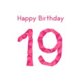 Pink polygonal 19th happy birthday