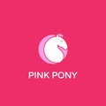 Pink pony female horse logo icon illustration in sweet pink color