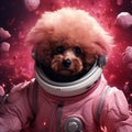 Pink Poodle Dog in Space