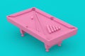 Pink Pool Billiard Table with Balls Set and Cues as Duotone Style. 3d Rendering