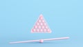 Pink Pool Cue Balls Rack Sports Equipment Training Fun Kitsch Blue Background