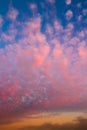 Pink popcorn clouds at sunset Royalty Free Stock Photo