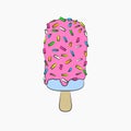 Pink Popsicle with Colorful Sprinkles Vector