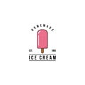 Pink Popsicle Ice Cream Logo, Sign, Icon, Flat Design, Vector Design