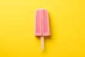 Pink popsicle on yellow background