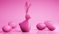 Pink porcelain easter rabbit and eggs